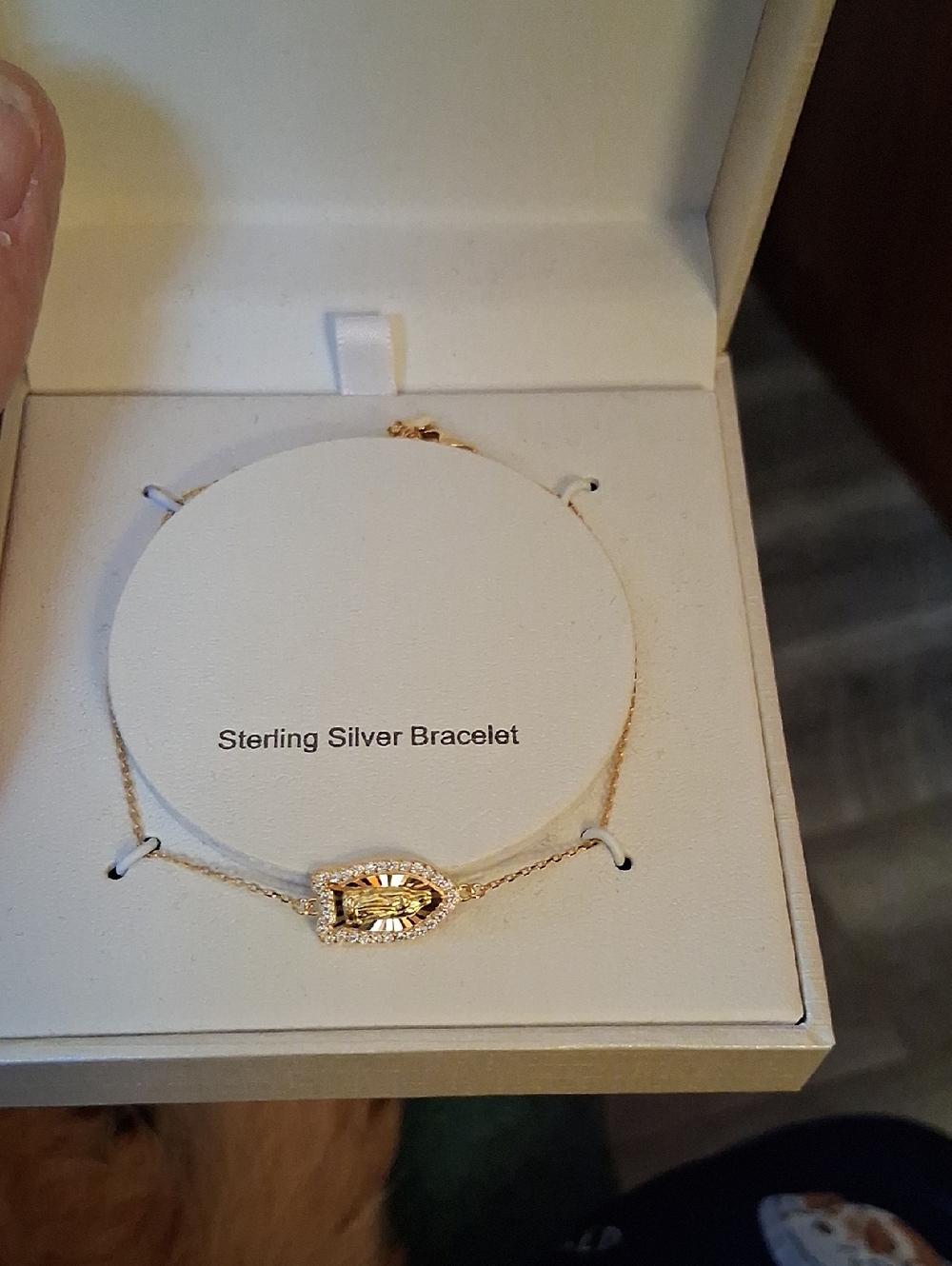 N ICynthia Rowley Gold-Tone and Silver Marquise Bracelet With Virgin Mary